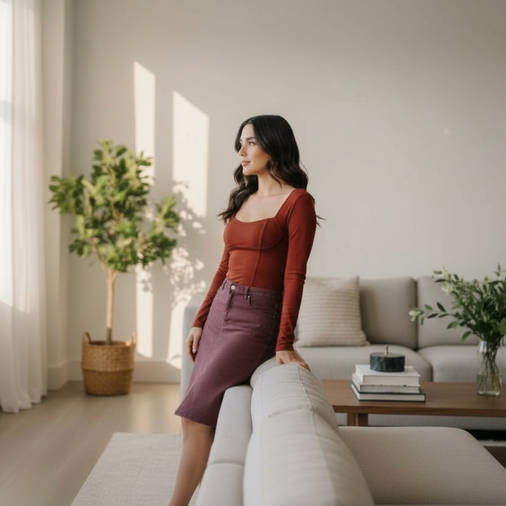 SHEIN Brown Mesh Top and Skirt Set Large - Picture 8 of 11